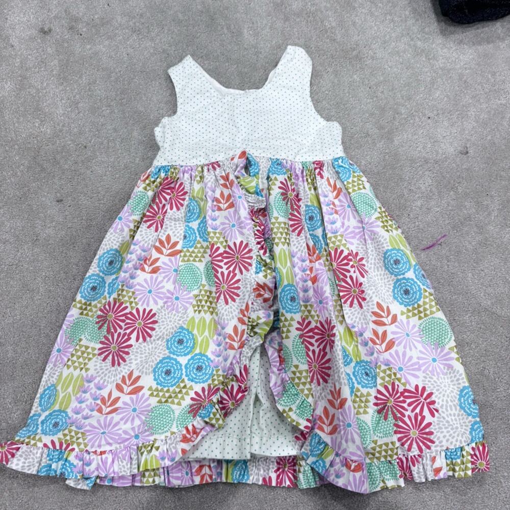Hannah Kate White and Green Polka Dot, Floral Dress, size 7